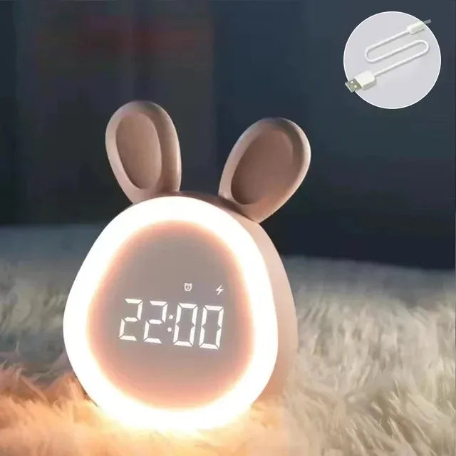 Réveil Veilleuse Lapin LED - Ambiance Douce & Réveil Malin