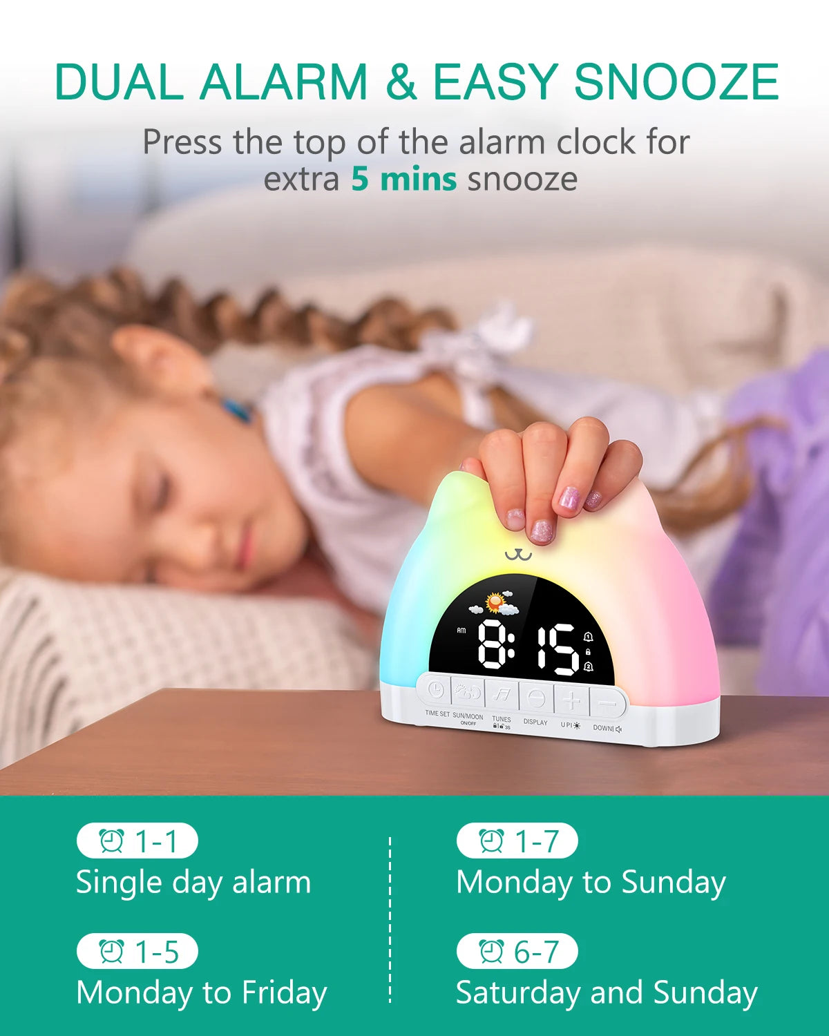Réveil Veilleuse Chat ORIA - Aide au sommeil et réveil doux