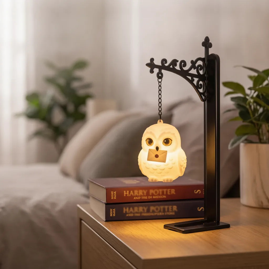 Lampe Hibou Gardien : Serre-livre lumineux style rétro