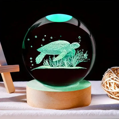 Veilleuse Cristal Tortue Marine - Ambiance Océanique Apaisante
