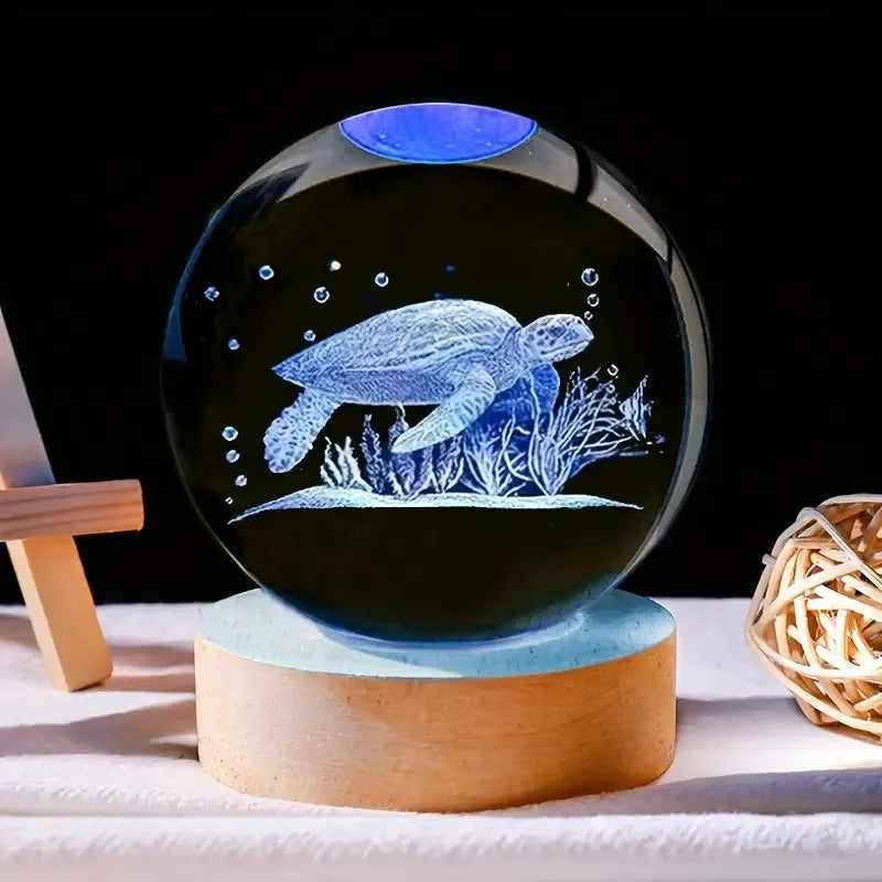 Veilleuse Cristal Tortue Marine - Ambiance Océanique Apaisante