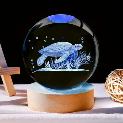 Veilleuse Cristal Tortue Marine - Ambiance Océanique Apaisante