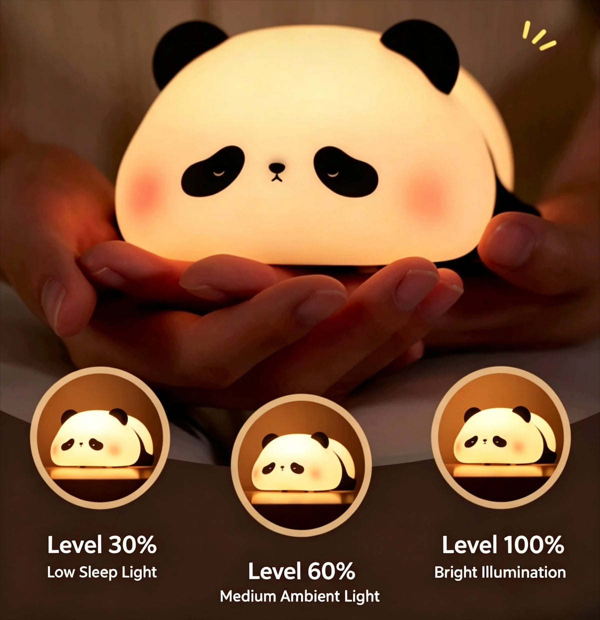 Veilleuse Panda Tactile Silicone - Lumière Douce & Colorée