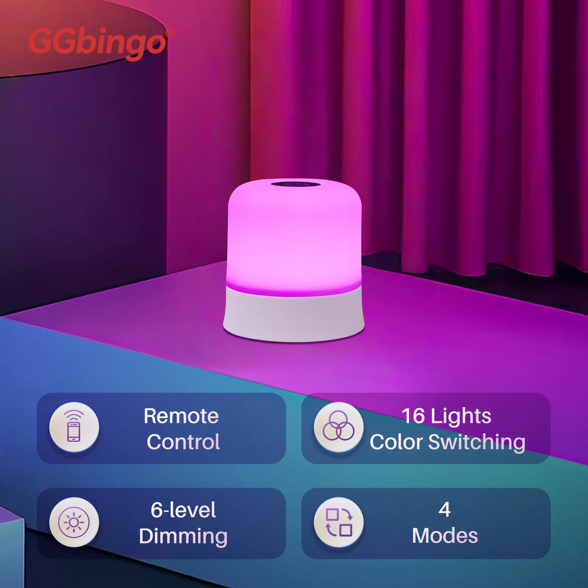 Veilleuse Tactile Rechargeable GGbingo 16 Couleurs RGB