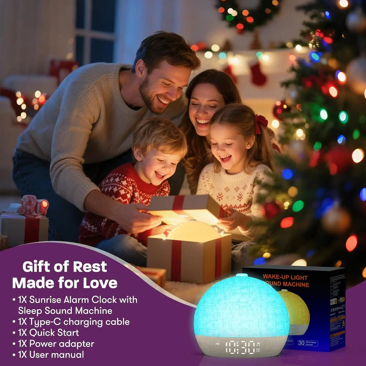 Réveil Lumineux Simulateur d'Aube & Veilleuse RGB