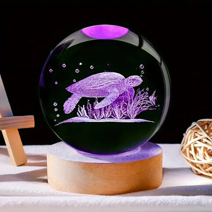 Veilleuse Cristal Tortue Marine - Ambiance Océanique Apaisante