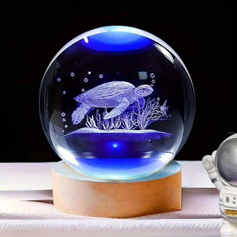 Veilleuse Cristal Tortue Marine - Ambiance Océanique Apaisante