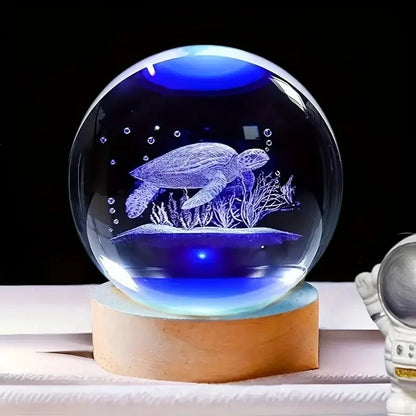 Veilleuse Cristal Tortue Marine - Ambiance Océanique Apaisante