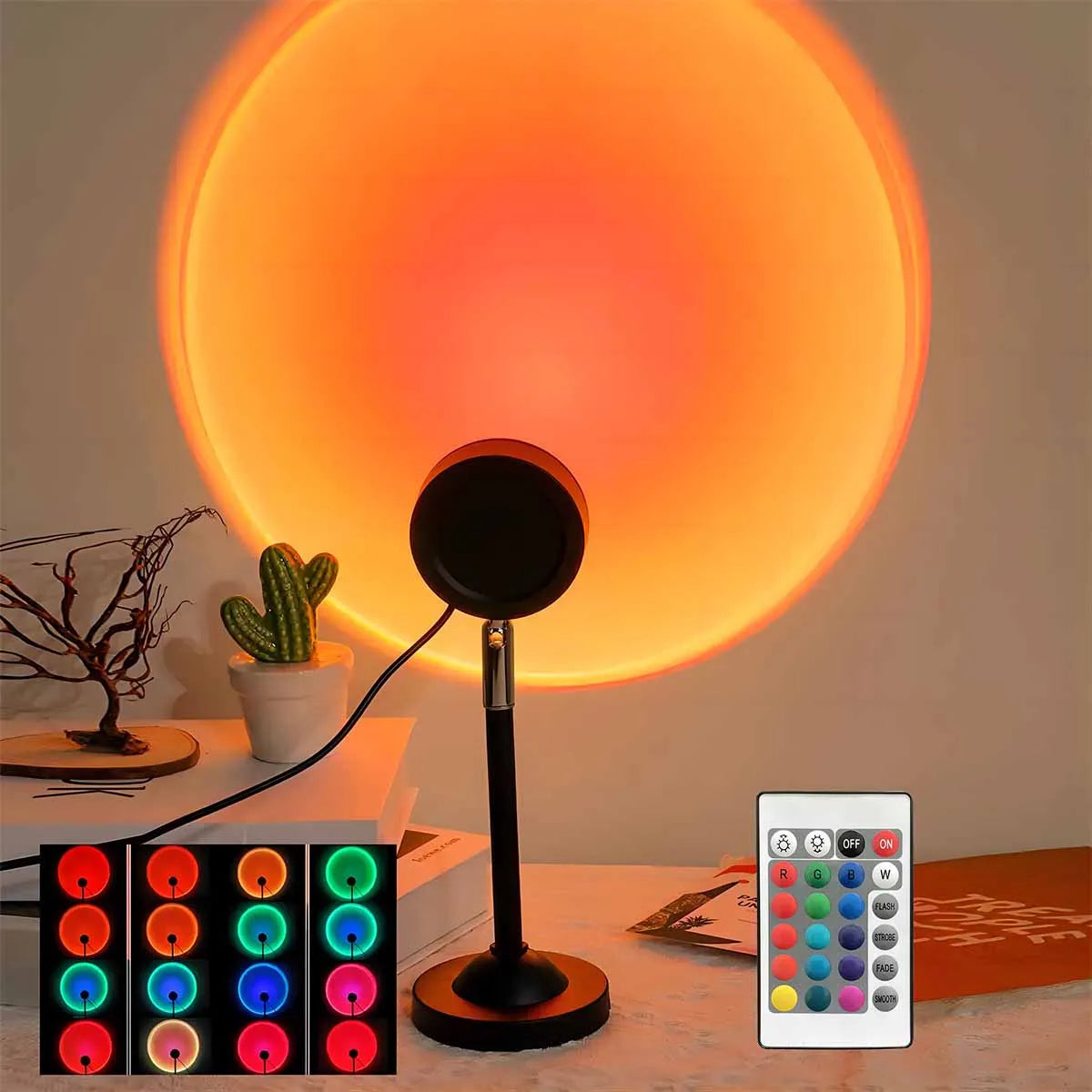 Lampe Coucher de Soleil Rotative 180° - 16 Couleurs