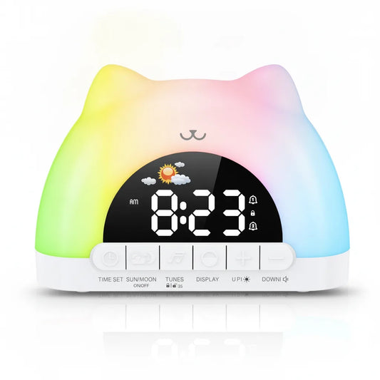 Réveil Veilleuse Chat ORIA - Aide au sommeil et réveil doux