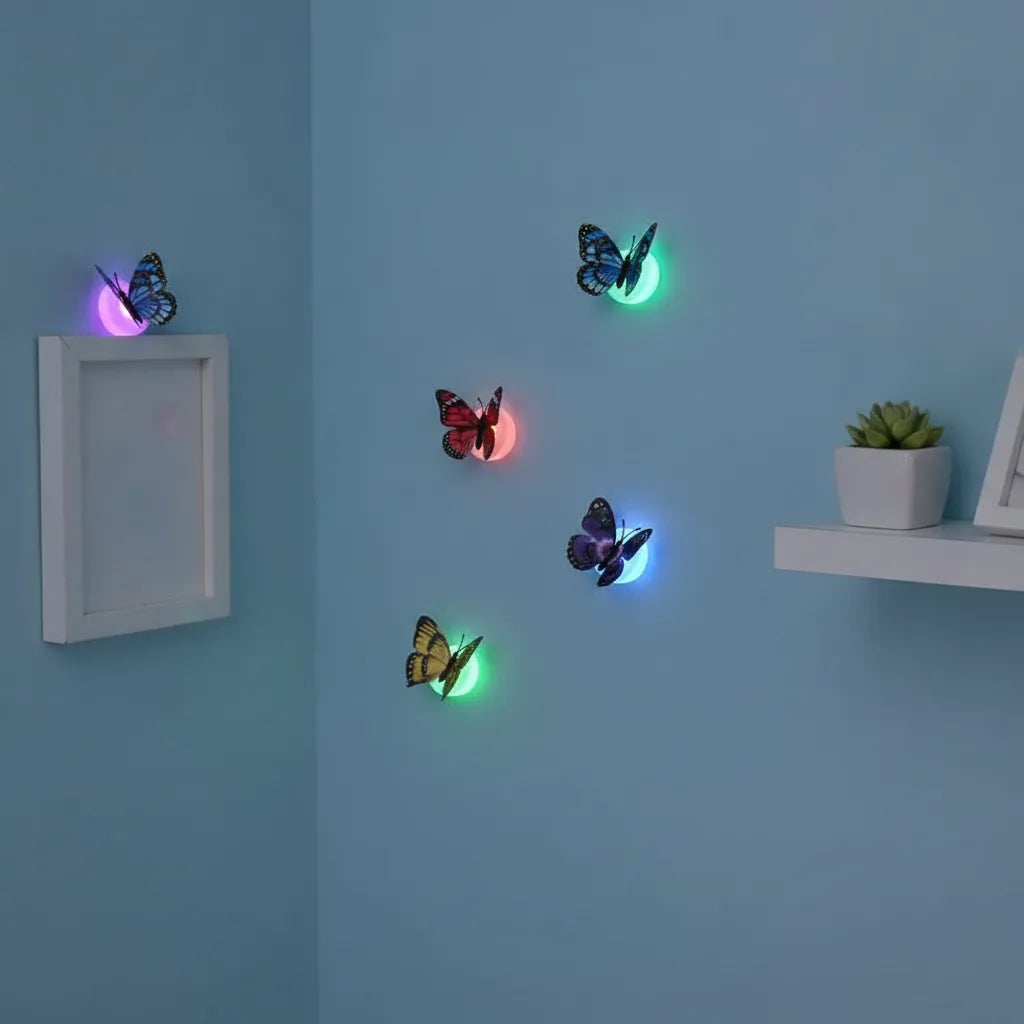 Veilleuses LED Papillon Colorées - Lot de 5