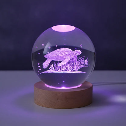 Veilleuse Cristal Tortue Marine - Ambiance Océanique Apaisante
