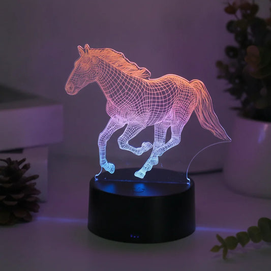 Veilleuse Cheval Galopant 3D Tactile RGB