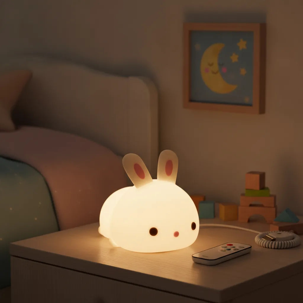 Veilleuse Lapin Silicone : Lumière Douce & Colorée