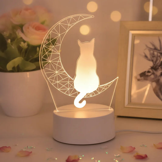 Veilleuse Chat Lunaire 3D Ambiance Douce